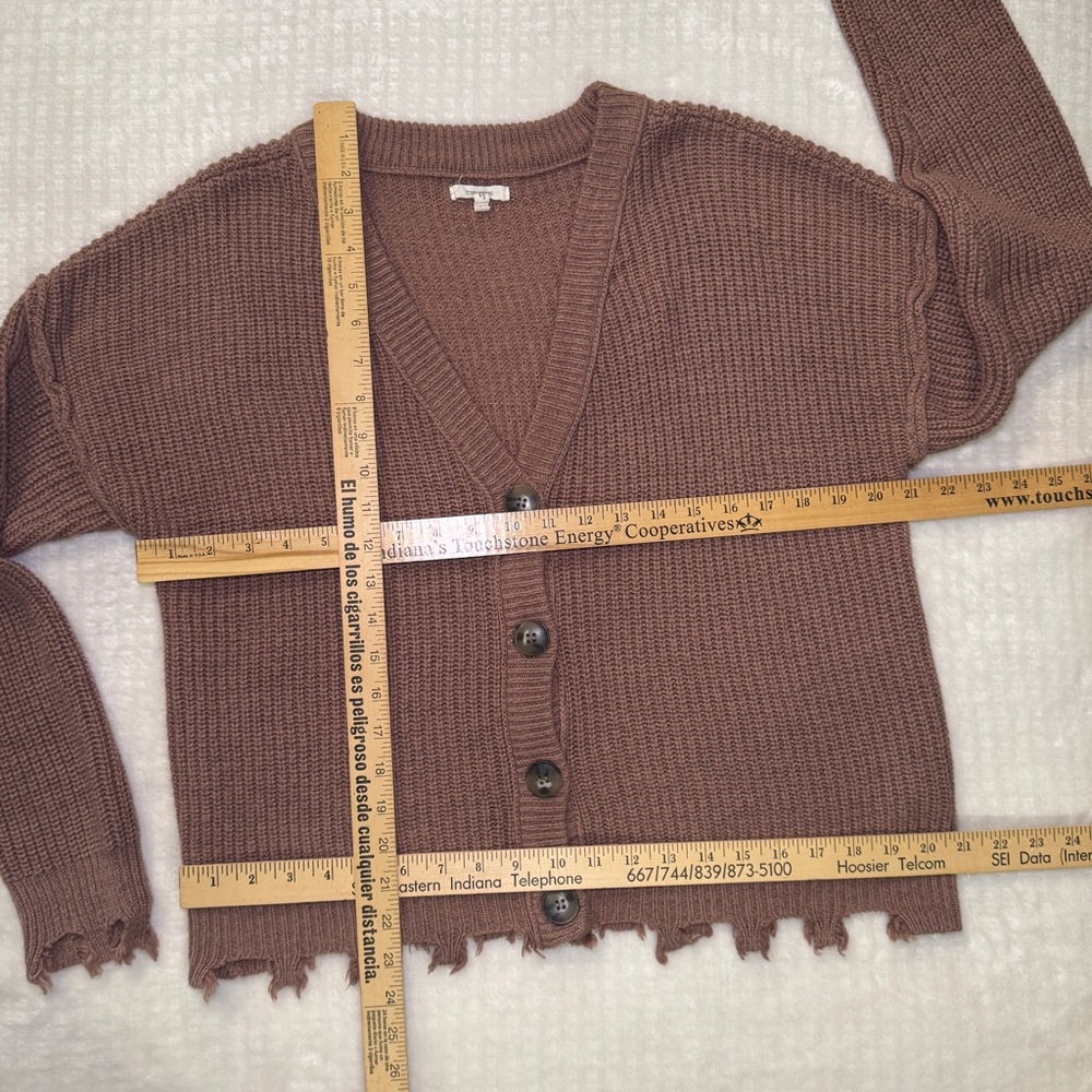 Maurices Solid Destructed Hem Button Down Up Card… - image 5